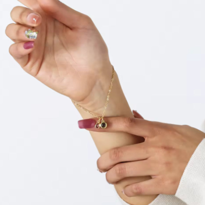 Custom Photo Projection Bracelet Stainless Steel Birthstone Charm J